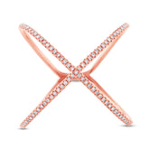 0.21ct 14k Rose Gold Diamond Lady's "X" Ring Size 10